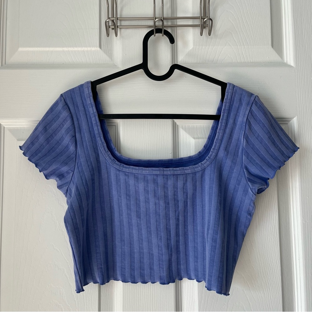 NWOT OFFLINE by Aerie OG Groove Ribbed Cropped Tee size Large in Blue